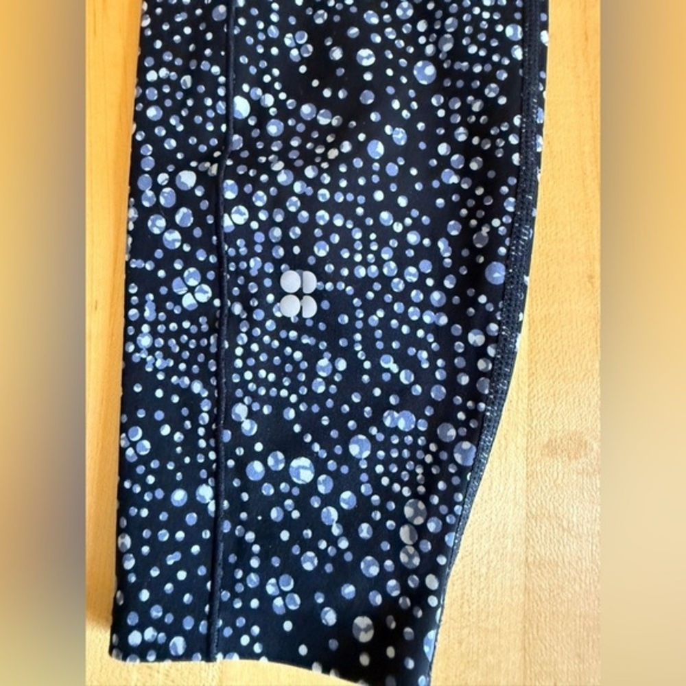 SWEATY BETTY Full Length High Waist Blk & Blue & White 'Celestial Dots' Power XL - Picture 6 of 11